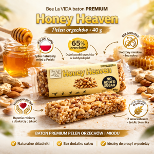 Bee La VIDA baton PREMIUM Honey Heaven pełen orzechów 40g