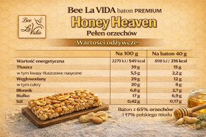 Bee La VIDA baton PREMIUM Honey Heaven pełen orzechów 40g