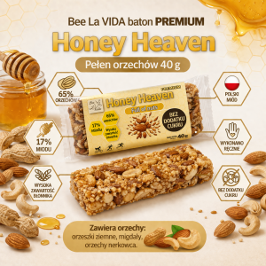 Bee La VIDA baton PREMIUM Honey Heaven pełen orzechów 40g