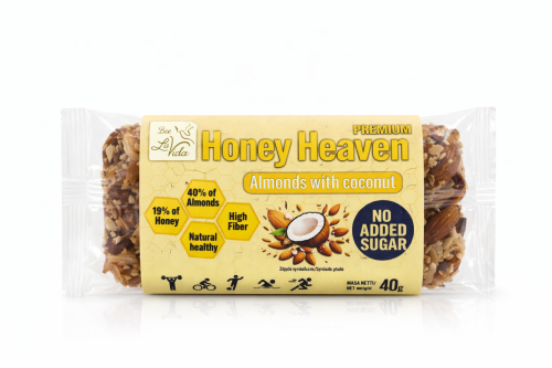 Bee La VIDA baton PREMIUM Honey Heaven migdały i kokos 40g