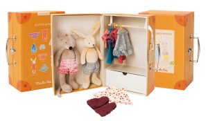 Walizka z garderobą + 2 maskotki Moulin Roty