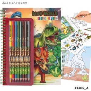 KOLOROWANKA Z ZESTAWEM KREDEK DINO WORLD