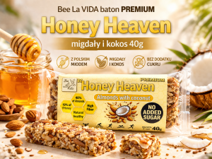Bee La VIDA baton PREMIUM Honey Heaven migdały i kokos 40g
