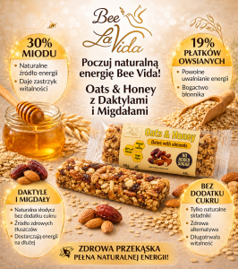 Bee La VIDA zdrowy baton Oats & Honey daktyle i miód 40g bez dodatku cukru