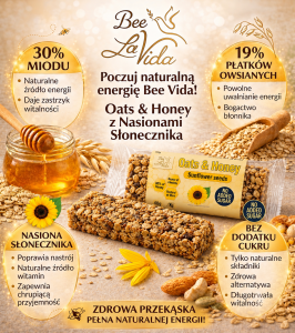 Bee La VIDA zdrowy baton Oats & Honey słonecznik 40g bez dodatku cukru