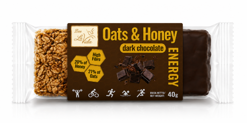 Bee La VIDA zdrowy baton Oats & Honey gorzka czekolada 40g