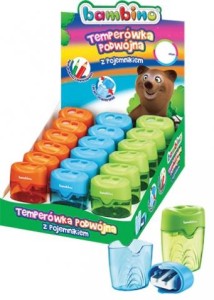 BAMBINO Temperówka podwójna z pojemnikiem